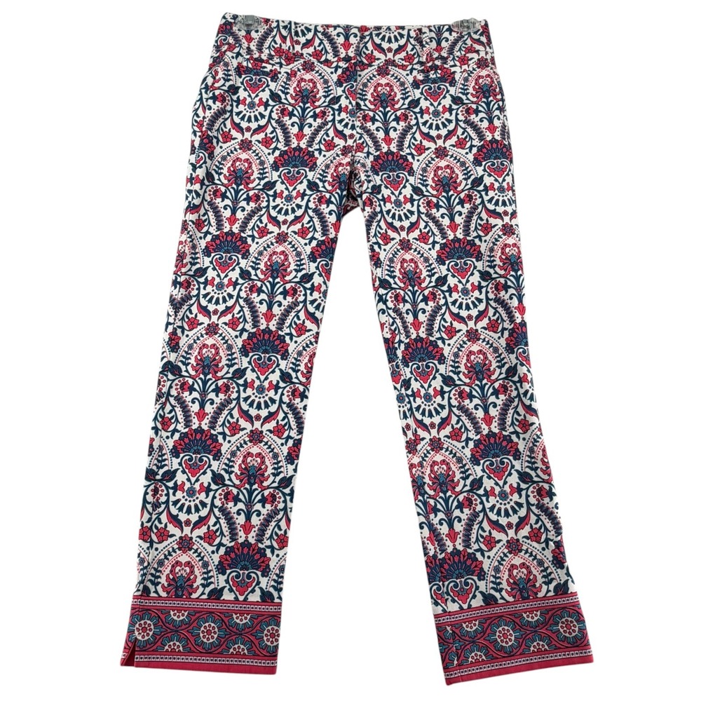 Ann Taylor Loft The Riviera Pant Marisa Size 2 Pink Blue Paisley Print Trousers